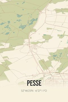 Carte vintage de Pesse (Drenthe) sur Rezona