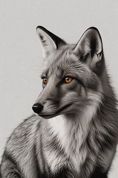 Le regard mystérieux d'un renard sauvage sur De Muurdecoratie