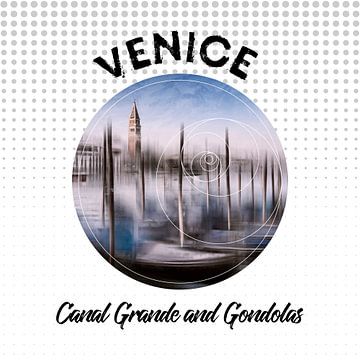 Graphic Art VENICE Grand Canal en Gondels