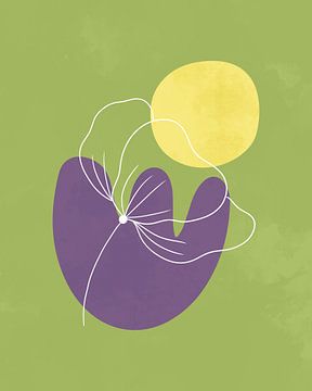 Minimalistisch design in lentekleuren, minimale lijnen en vormen bloem, abstracte tuin kunst van Tanja Udelhofen
