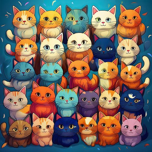 Colourful cats as illustrations