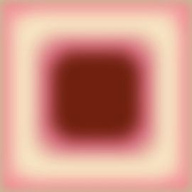 Neonkunst im Retro-Stil der 70er Jahre. Abstrakter Farbverlauf in gebranntem Orange, Rosa und Pfirsich von Dina Dankers