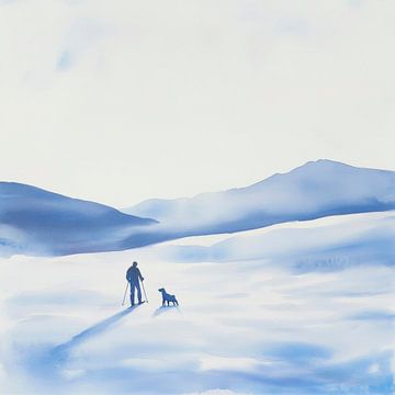 Winterwandeling in de mist van Poster Art Shop