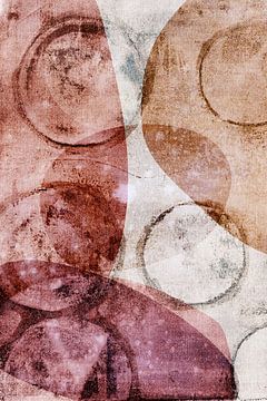 Moderne abstracte organische vormen in aardetinten: roze, geel, beige van Dina Dankers
