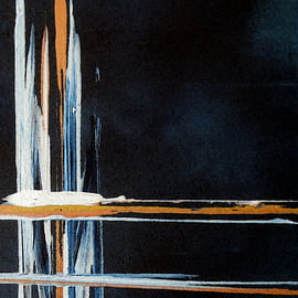 Gedanken in dunklem Blau, abstrakte Farbenergien 06 von Kerstin Franz