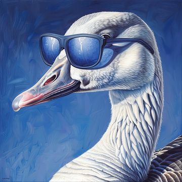 Zwaan Hip Blauw | Beaked Blues Brother van Blikvanger Schilderijen