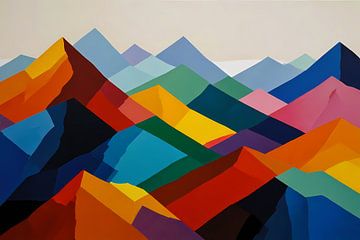 Dynamic Colour Spectrum of Abstract Mountains by De Muurdecoratie