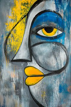 Abstract portrait with colourful accents by Poster Art Shop