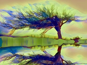 Baum am Wasser, Reflexion
