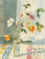 Still life with flowers in pastel colours