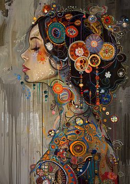 Colorful Mind Gears van Abstract Schilderij