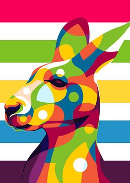 Kangoeroe in Pop Art stijl van Lintang Wicaksono