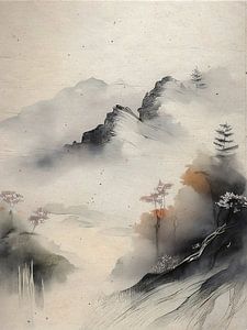 Neblige japanische Berglandschaft (2)