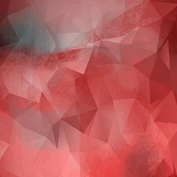 Moderne abstracte geometrische kunst. Driehoeken in rood, roze, groen van Dina Dankers