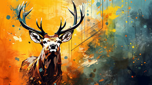 Abstrakter künstlerischer Hintergrund mit einem Hirsch, im Ölfarben-Design