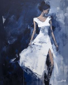 Abstraktes und elegantes Porträt in Blau