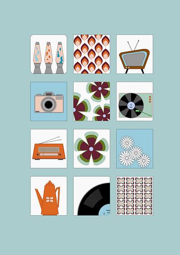 Retro jaren 60 collage van Colourful Ways