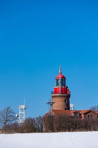 Lighthouse in winter time in Bastorf, van Rico Ködder