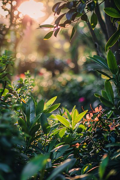 Rayons de soleil à travers les plantes vertes par Imperial Art House