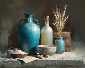 Türkisfarbene Vase | Vase und Weizen
