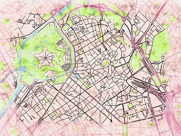 Karte von Lille centrum im stil 'Soothing Spring' von Maporia
