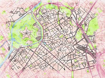 Map of Lille centrum with the style 'Soothing Spring' by Maporia