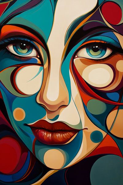 Farbenfrohes Porträt einer Frau von Poster Art Shop