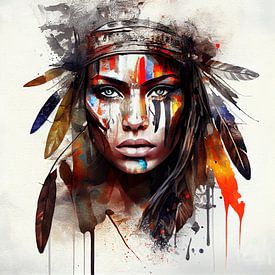 Powerful American Native Woman #7 by Chromatic Fusion Studio