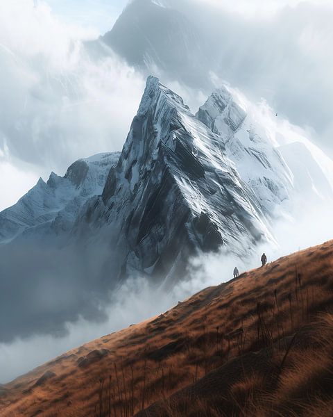 Farbenspiel über Alpengipfeln von fernlichtsicht