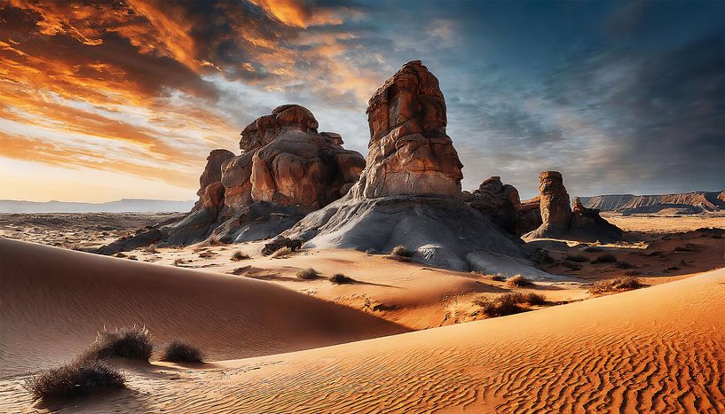 Rocks with sand in the desert by Mustafa Kurnaz