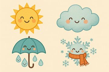 Cheerful weather symbols in soft shades by Art & Soul Creations