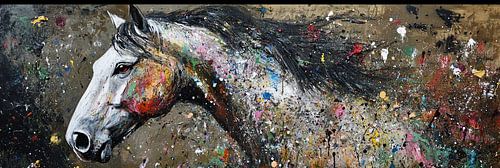 White Horse With Paint Splashes