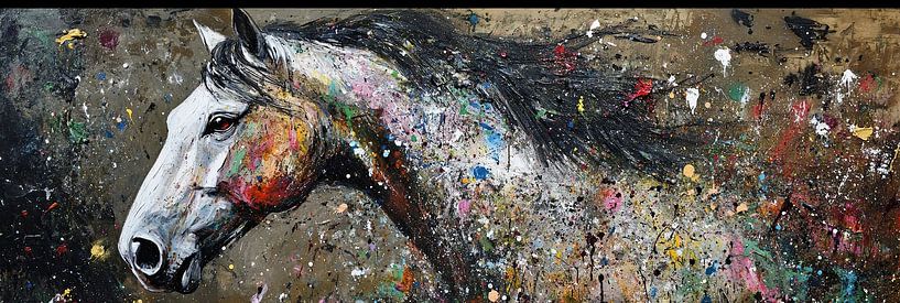 Cheval blanc avec des éclaboussures de peinture par OMG Art