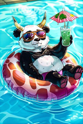 Panda tropical dans la piscine