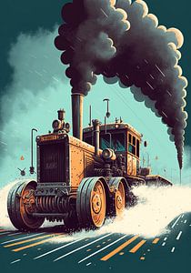 Moteur à vapeur fantastique - Vectoriel