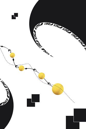 Zwart-wit abstracte nr. 8 | goud