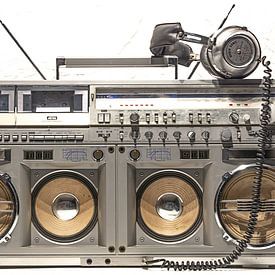 Vintage ghettoblaster and headphones by Arjan Schalken