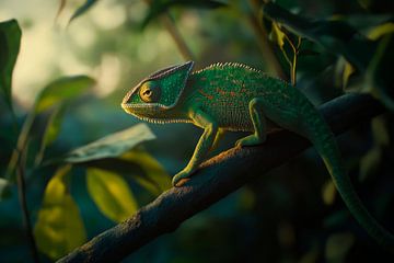 Kameleon in een tropische omgeving van Poster Art Shop