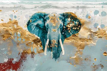 Dynamic abstract elephant by the sea by Art & Soul Creations