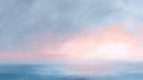 Roze horizon boven een rustige zee