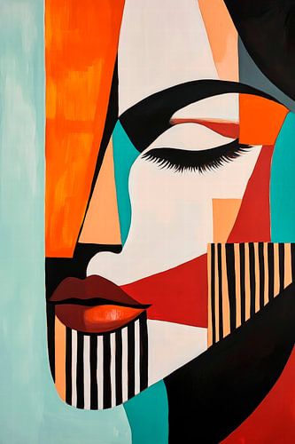 Abstract portret van een vrouw in kleuren