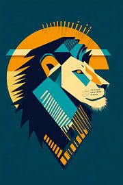 Geometrisches Löwenporträt in Farben von Poster Art Shop
