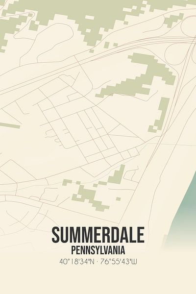 Carte ancienne de Summerdale (Pennsylvanie), USA. par Affiches de lieux