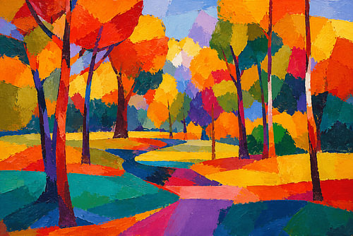 Expressive Autumn Landscape in the Fauvist Style