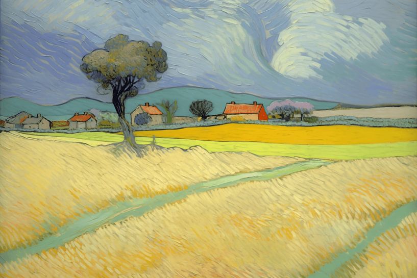 Landschap met boom in van Gogh-stijl_landscape van Ton Kuijpers