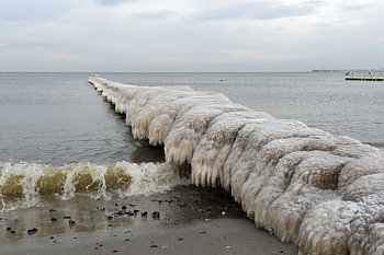 Iced groyne in the Baltic Sea