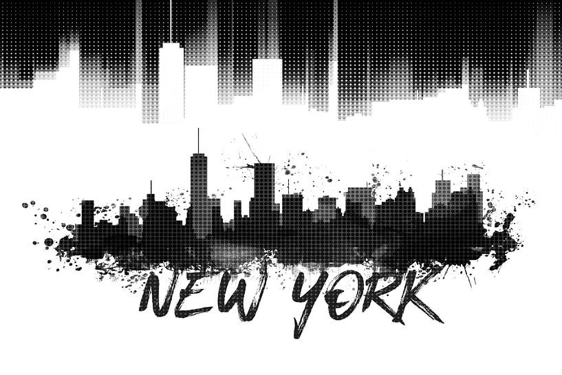 Graphic Art NYC Skyline | zwart   van Melanie Viola
