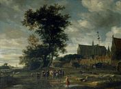 Vue de la Grote ou Sint-Laurenskerk d'Alkmaar depuis le sud, avec un mât de mai, Salomon van Ruysdae par Des maîtres magistraux Aperçu