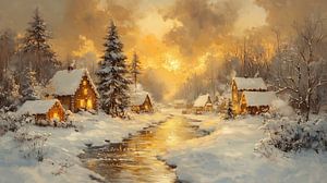 Weihnachtsdorf am Fluss