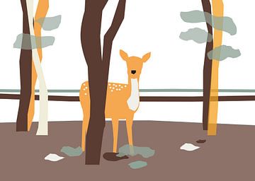 Cerfs dans la forêt sur Artwork by Dagmar